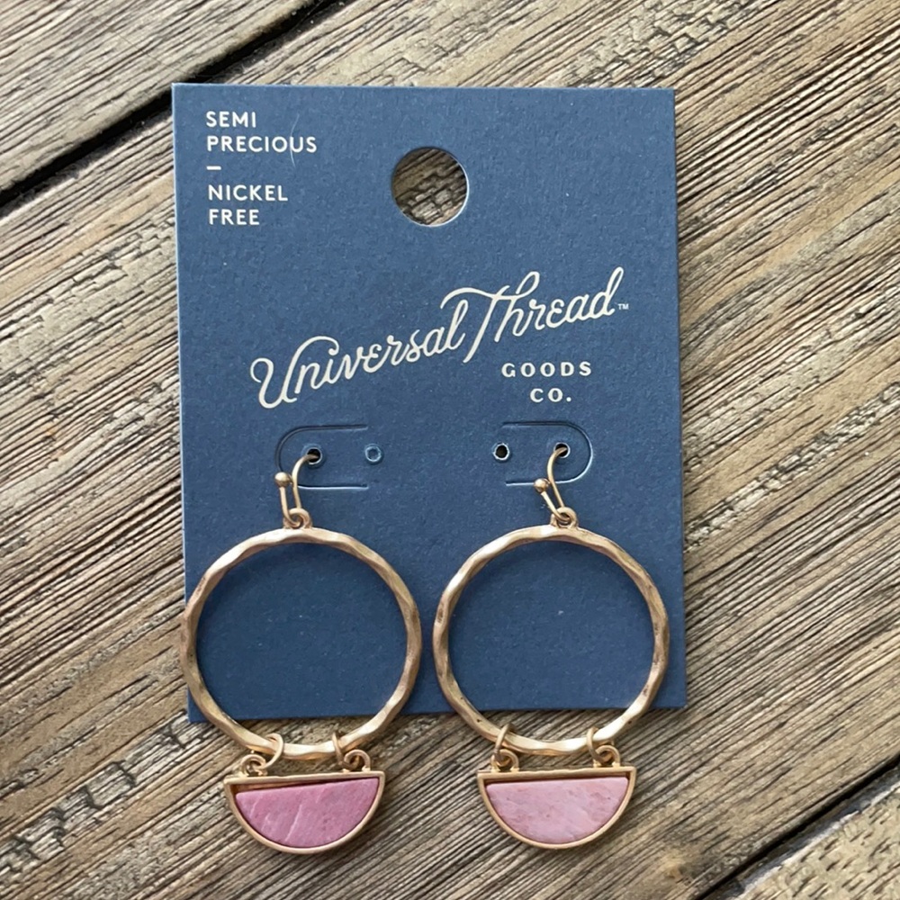 Universal Thread Goods Co. Semi Precious, nickel free, purple & gold earrings